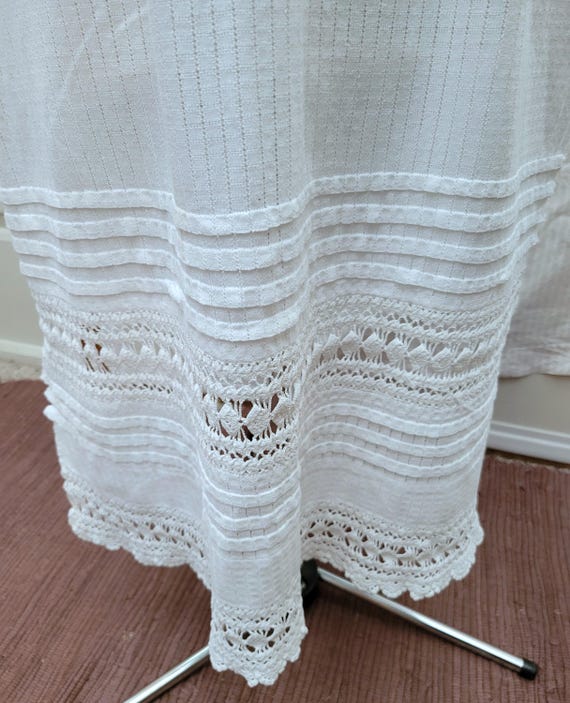 Vintage Antique Half Apron – Edwardian White with Crocheted Lace Maid Housekeeper Apron