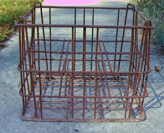 Vintage Wire Milk Crate - Dairy Delivery Crate - Etsy