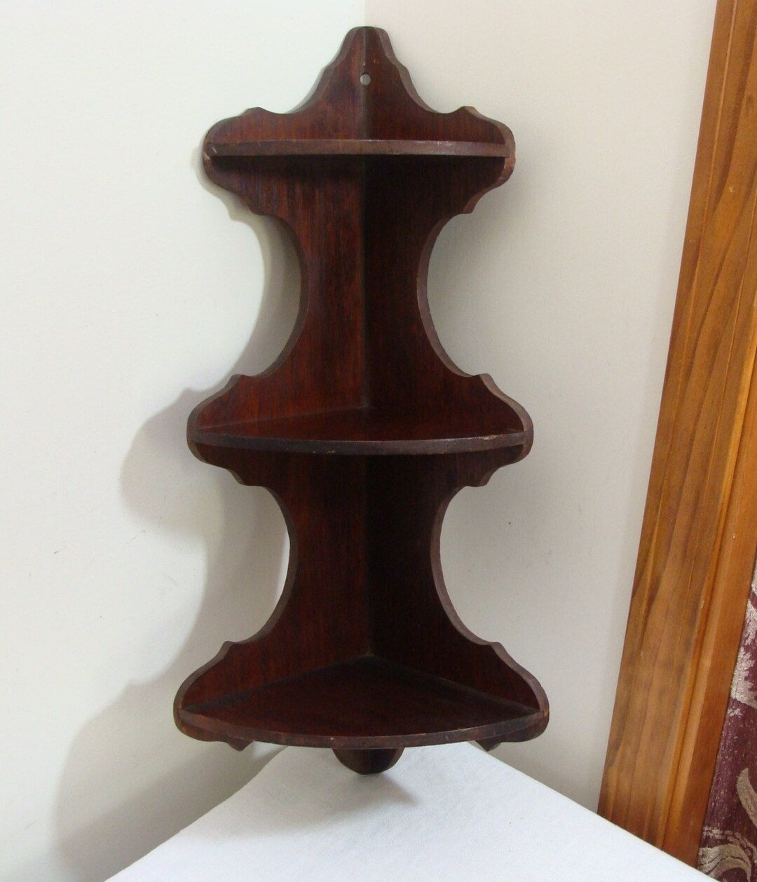 Vintage Wood Corner Shelf Knick Knack Wall Shelf Etsy
