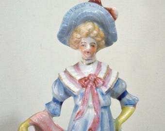 Vintage Victorian Lady Figurine in Blue Dress  - Japan