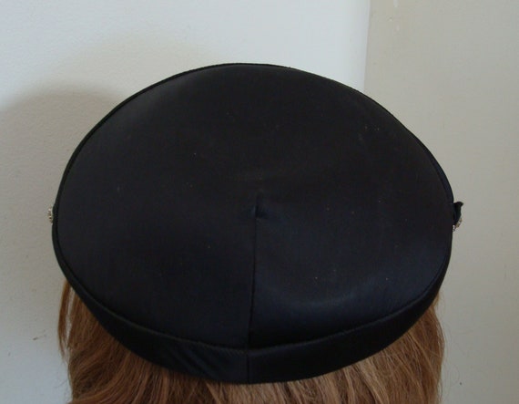 Vintage Black Womens Hat with Rhinestones - image 3