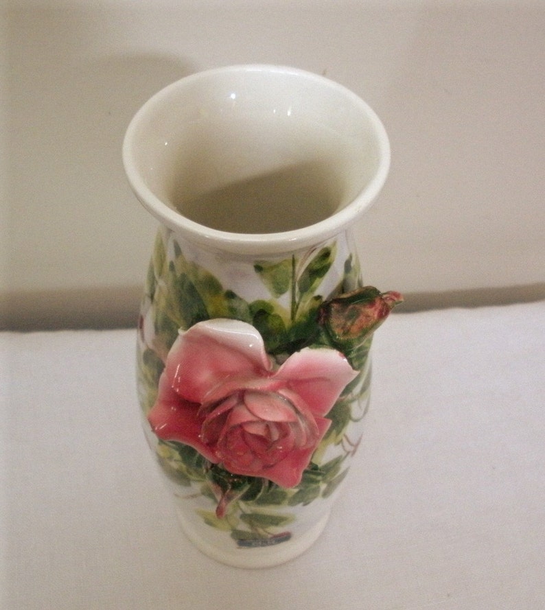 Vintage Italy Hand Painted Rose Vase M and R Etsy