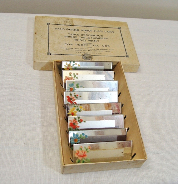 Vintage Hand Painted Mirror Bridge Place Cards