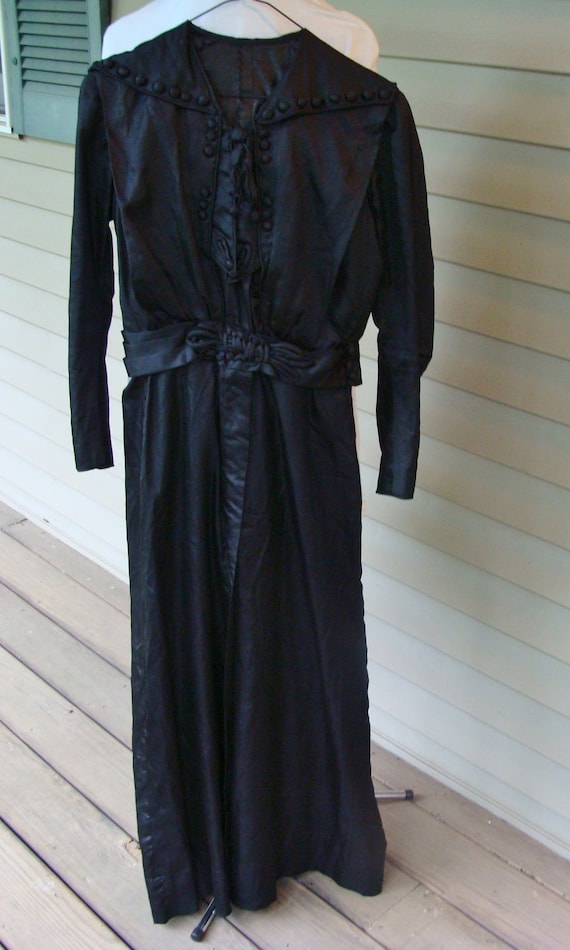Vintage Antique Black Silk Dress - Mourning Dress