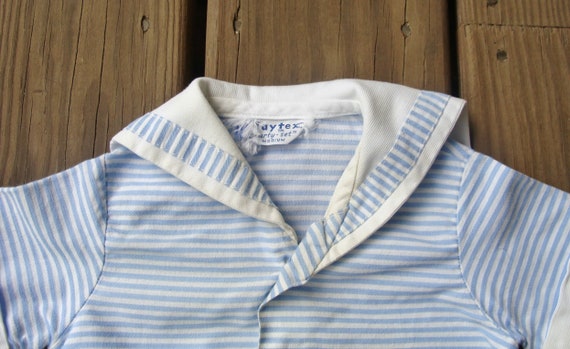 Vintage Chambray Blue & White Striped Sailor Shirt - image 2
