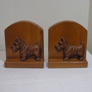 Vintage Wood Syroco Scottie Dog Bookends