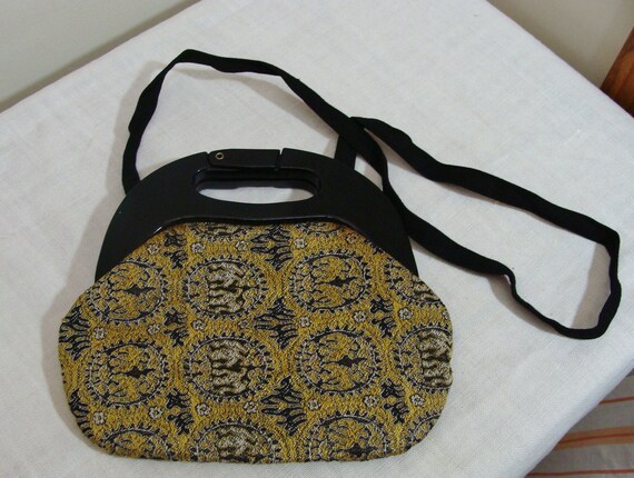 Metallic Gold and Black Abstract Luxury Plisse Brocade