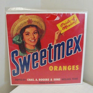Vintage Sweetmex Oranges Crate Label