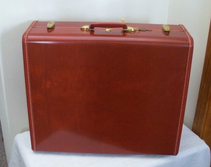Vintage Samsonite Leather Suitcase With Hangers & Key Etsy