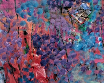 Acrylic Abstract Art on Paper | Blue and Purple