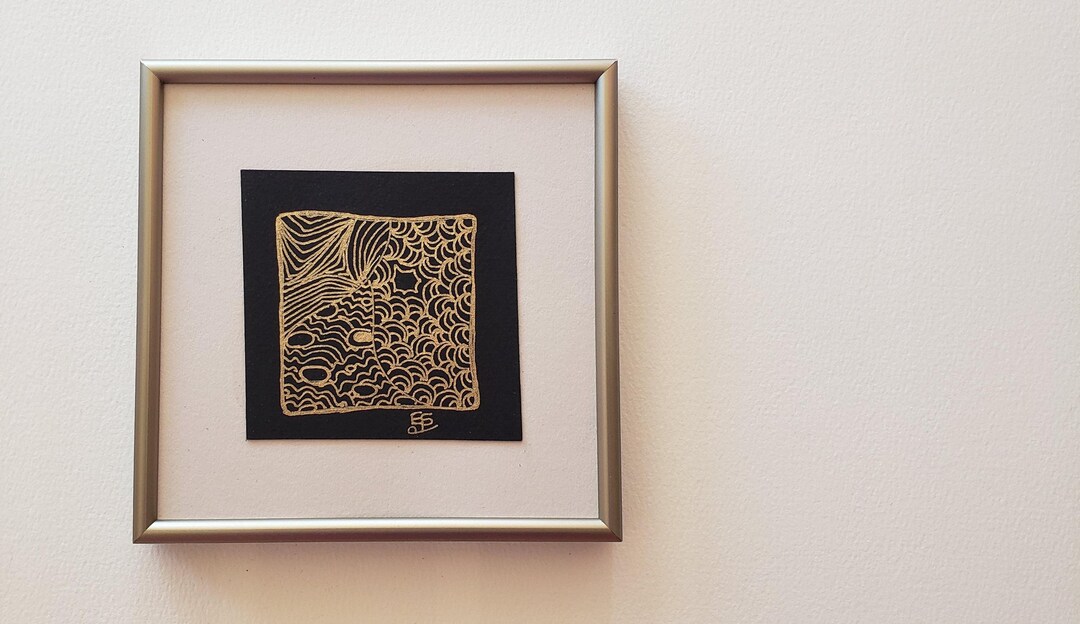 Gold Ink Zentangle Art: Abstract Design in Champagne Frame - Etsy