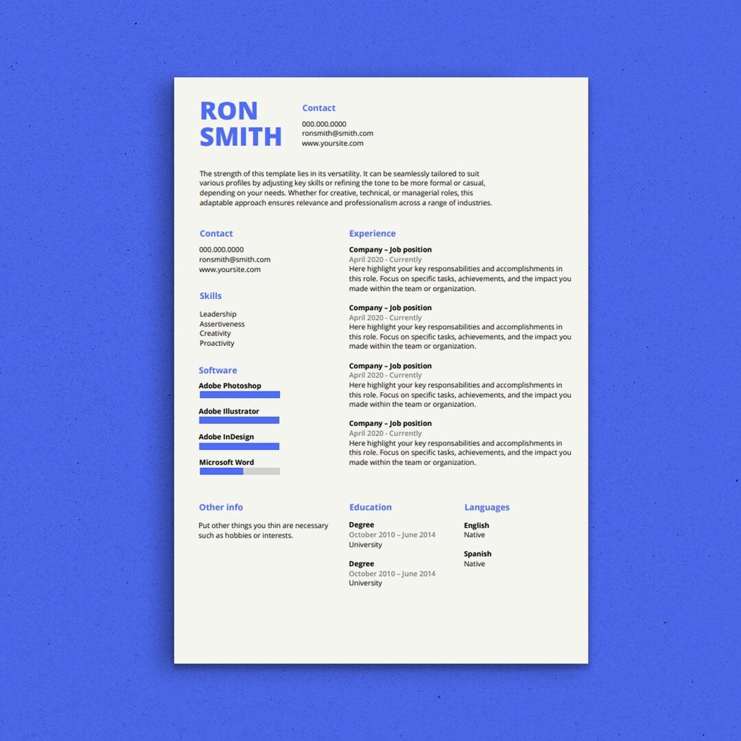 Professional Resume Template for Microsoft Word With Cover Letter ...