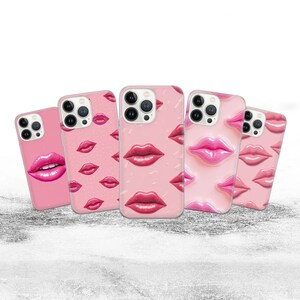 Glänzende Lippen Handyhülle Doll Cover, für iPhone 16 Pro, 15, 14, 13, 12, 11, Google Pixel 9 Pro, 8, 7A, Samsung Galaxy S24 fe, A16, A55