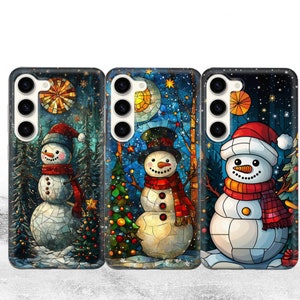 3D glas-in-lood telefoonhoesje Xmas Cover PRINT voor Samsung Galaxy S24Ultra, S23FE, S22, A15, A35, A54, A55, iPhone 16, 15, 14, 13 Pixel 9, 8