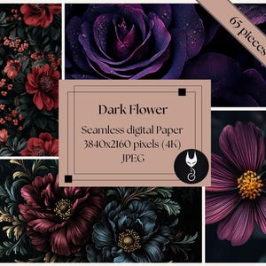 Dark Flowers Digitale Designs, Digital Paper, Moth, Muster, Witsch, Scratchbook, Watercolor, Pattern Design, Darkflower, Magical DIY, goth