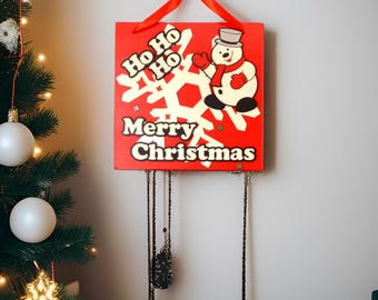 Square Christmas Snowman and Snowflake Decorative Sign Decor - 16"