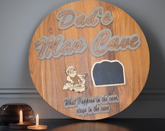 Round Wooden Dad’s Man Cave Sign 15”