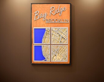 Neighborhood Town Layered Map Wall Art Sign Decor Custom Personalized