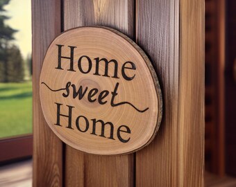 Live Edge Wooden "Home Sweet Home" Sign – Round Wall Decor