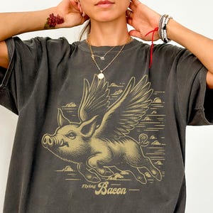 Flying Bacon Shirt -Flying Pig Shirt,Flying Bacon Meme Tshirt,Pig Meme Shirt,Funny Pig Shirt,Flying Bacon Tee,Mens Gift Shirt,Bacon Sweater