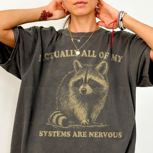 Vintage Actually All Of My Systems Are Nervous Shirt, Retro Funny Raccoon Shirts,Vintage Raccoon Shirt,Aesthetic Shirt,Funny Sweatshirt
