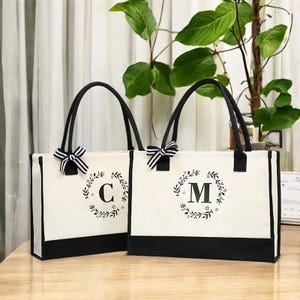 Individuelle Canvas Tote Bag - Personalisierte große Strandtasche für Frauen, Brautjungfer Geschenk, Einkaufs oder Reisetasche