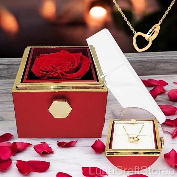 Mother's Day Gift Eternal Rose Jewelry Box With Engraved Name