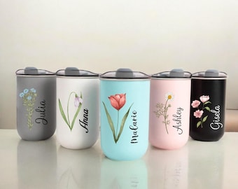 Personalized 10oz Skinny Tumbler - Custom Coffee Mug with Lid, Bridesmaid Wedding Party Gift