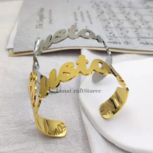 Pulsera personalizada, joyería, brazalete con nombre personalizado, regalo de cumpleaños para ella, regalo de Navidad, joyería hecha a mano, regalo de cumpleaños para mamá