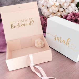 Personalized Bridesmaid Gift Box – Custom Wedding Gift Box with Name, Maid of Honor Gift, Birthday or Christmas Gift Box