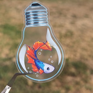 Betta Fish Lightbulb Clear Waterproof Aquarium Sticker