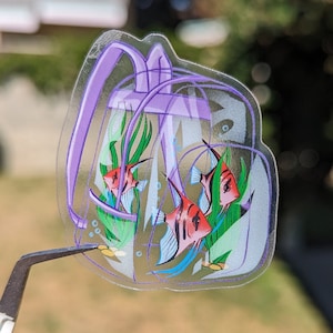 Angelfish Backpack Clear Waterproof Aquarium Sticker