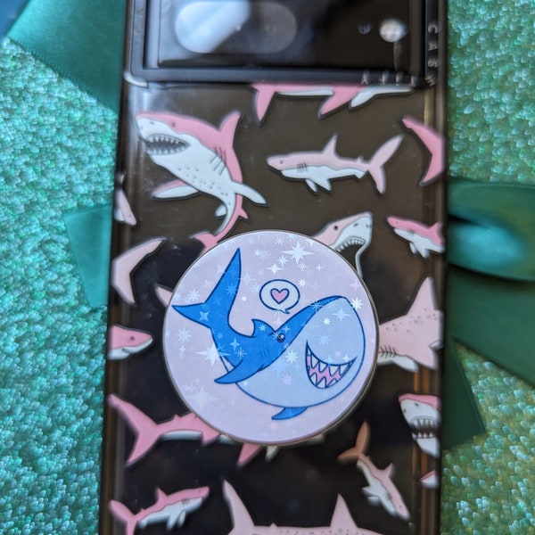 Cute Shark Pop Socket Sticker Waterproof Sticker