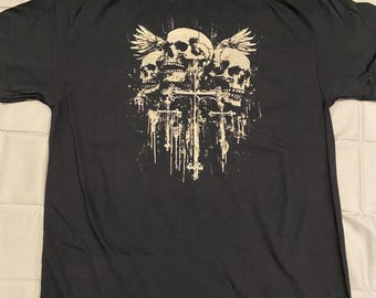 T-shirt Grunge Skull Cross: emo punkrock concert T-shirt