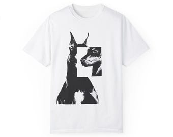 Grafisch hondenshirt doberman: katoenen T-shirt in grunge-stijl