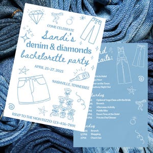 Denim & Diamonds Bachelorette Party Digital Invitation and Itinerary Template  | Western Glam Theme | Editable and Customizable