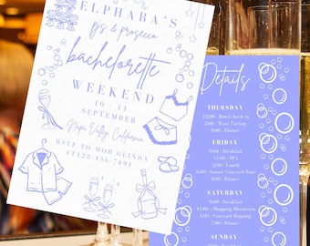 PJs and Prosecco Bachelorette Invitation: Girls Night In (Digital Download)