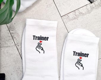 Geborduurde sportsokken voor coaches, geborduurde sokken, gepersonaliseerde sportsokken, grappige sokken, tennissokken voor coaches, cadeau voor coaches