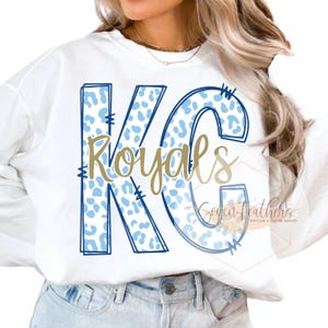 KC Royals PNG, Descarga digital de leopardo azul de Kansas City, Diseño de transferencia DTF, Imágenes prediseñadas de sublimación, Fanático del béisbol