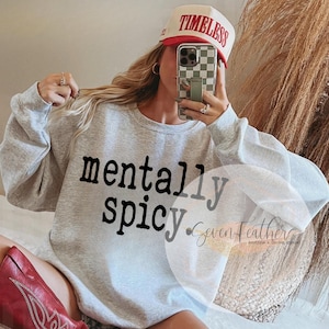 Mentally Spicy PNG | Funny Digital Download for Sublimation, DTF, Screen Print | Retro Typewriter Quote | Sarcastic Shirt Design