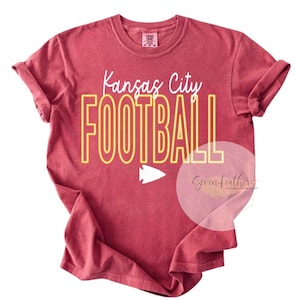 Kansas City Football PNG for DTF Transfers – Red and Gold Game Day Shirt Design – Fan Apparel Graphic for Sports Teams and Tailgate Gear