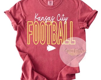 Kansas City Football PNG for DTF Transfers – Red and Gold Game Day Shirt Design – Fan Apparel Graphic for Sports Teams and Tailgate Gear