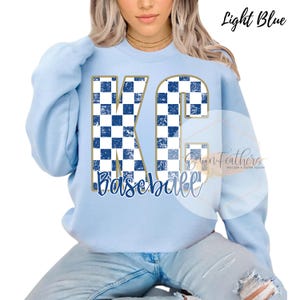 Impresión a cuadros de béisbol de KC / Descarga digital de béisbol de Kansas City / PNG de béisbol de KC desgastado / Diseño de sublimación / Descarga instantánea