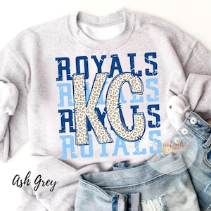 KC Royals PNG, descarga digital con estampado de leopardo de Kansas City, diseño de sublimación de béisbol azul, transferencia DTF, clipart para aficionados del día del partido