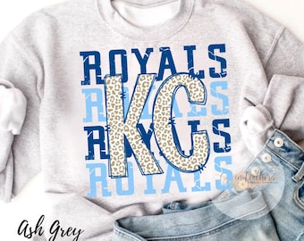 KC Royals PNG, Leopard Print Kansas City Digital Download, Blue Baseball Sublimation Design, DTF Transfer, Game Day Fan Clipart