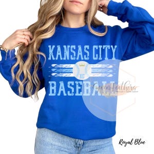 Béisbol de Kansas City PNG, Corona azul grunge, descarga digital, Diseño de sublimación para aficionados de KC, Transferencia DTF, Clipart deportivo del día del partido