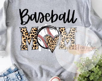 Leopard Baseball Mom PNG, Baseball Mom Digital Design, Sports Mom DTF Print, Baseball Mom, Digital Download