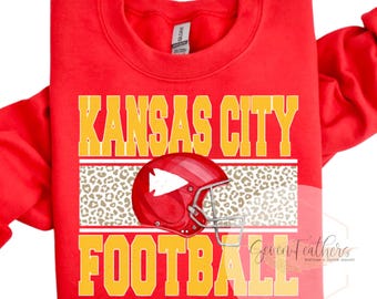 Kansas City Football PNG | Red & Gold Digital Download | KC Game Day Clipart | Instant Download | DTF Screen Print File