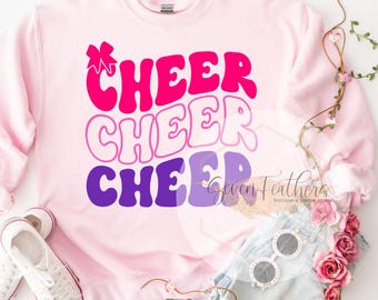 Retro Cheer PNG for Girls | Pink and Purple Cheer Digital Download for DTF, Sublimation, Screen Print | Cheer Squad Tee Design