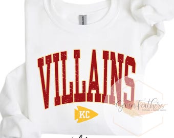 Distressed Kansas City Villains PNG, Villains KC Download digitale / Chiefs Sublimation PNG / Kansas City Football png / Download istantaneo,